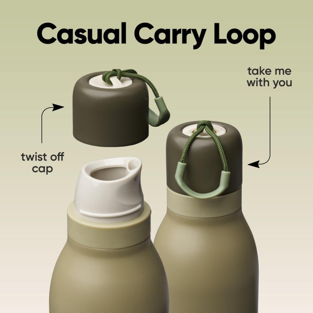 imageOwala FreeSip Twist Insulated Stainless Steel Water Bottle with Straw for Sports and Travel BPAFree 24oz In BloomOff Road