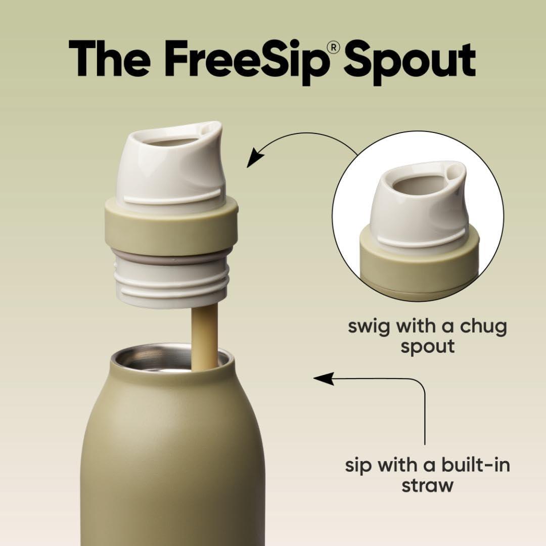 imageOwala FreeSip Twist Insulated Stainless Steel Water Bottle with Straw for Sports and Travel BPAFree 24oz In BloomOff Road