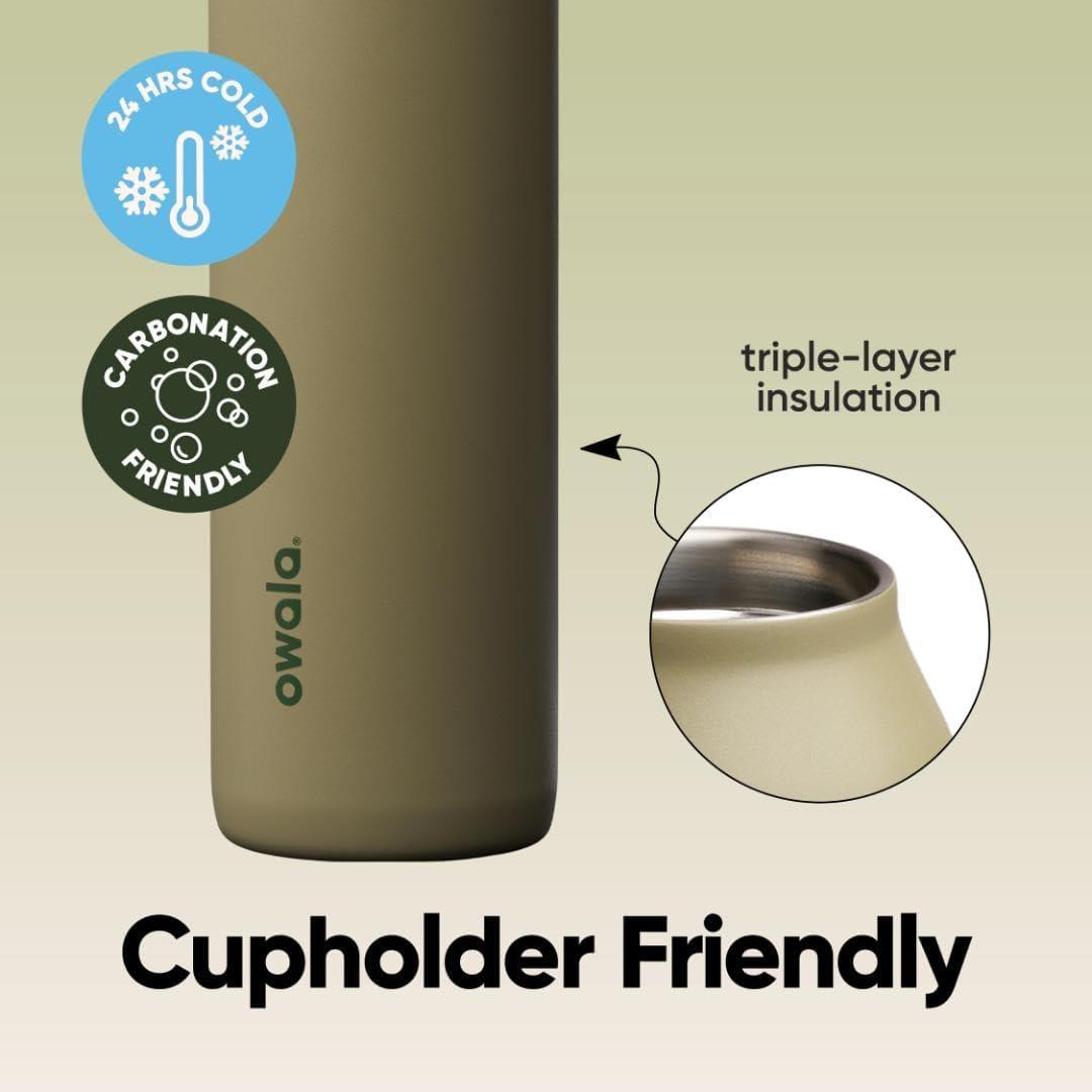 imageOwala FreeSip Twist Insulated Stainless Steel Water Bottle with Straw for Sports and Travel BPAFree 24oz In BloomOff Road