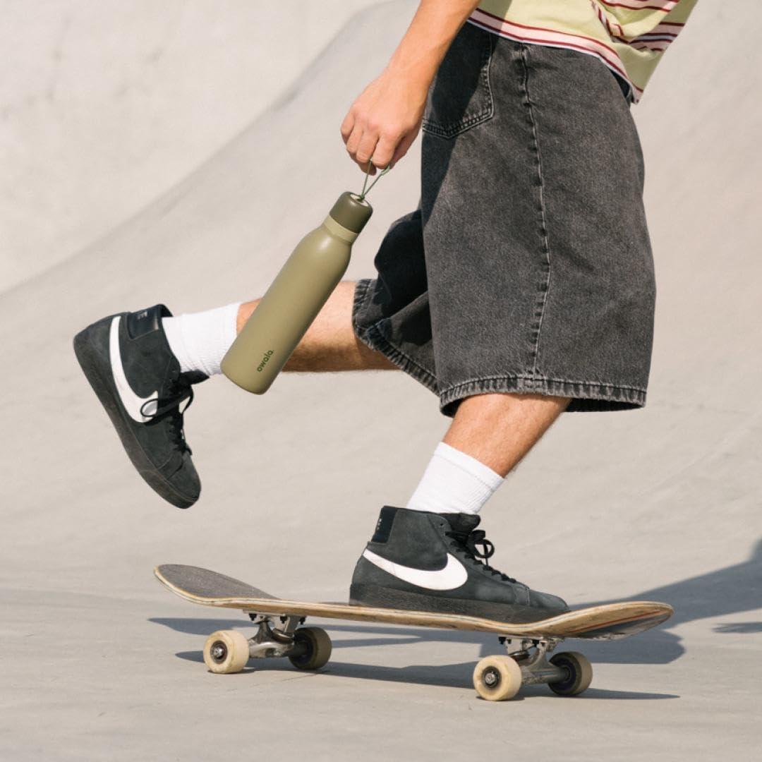 imageOwala FreeSip Twist Insulated Stainless Steel Water Bottle with Straw for Sports and Travel BPAFree 24oz In BloomOff Road