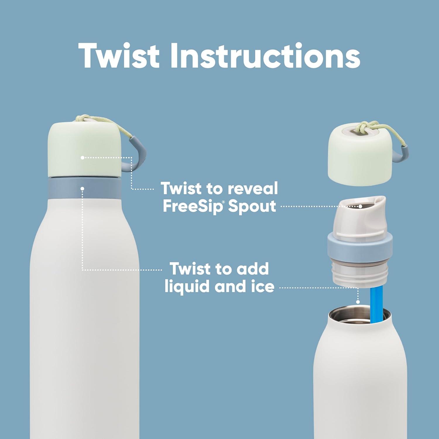 imageOwala FreeSip Twist Insulated Stainless Steel Water Bottle with Straw for Sports and Travel BPAFree 24oz In BloomVigilante
