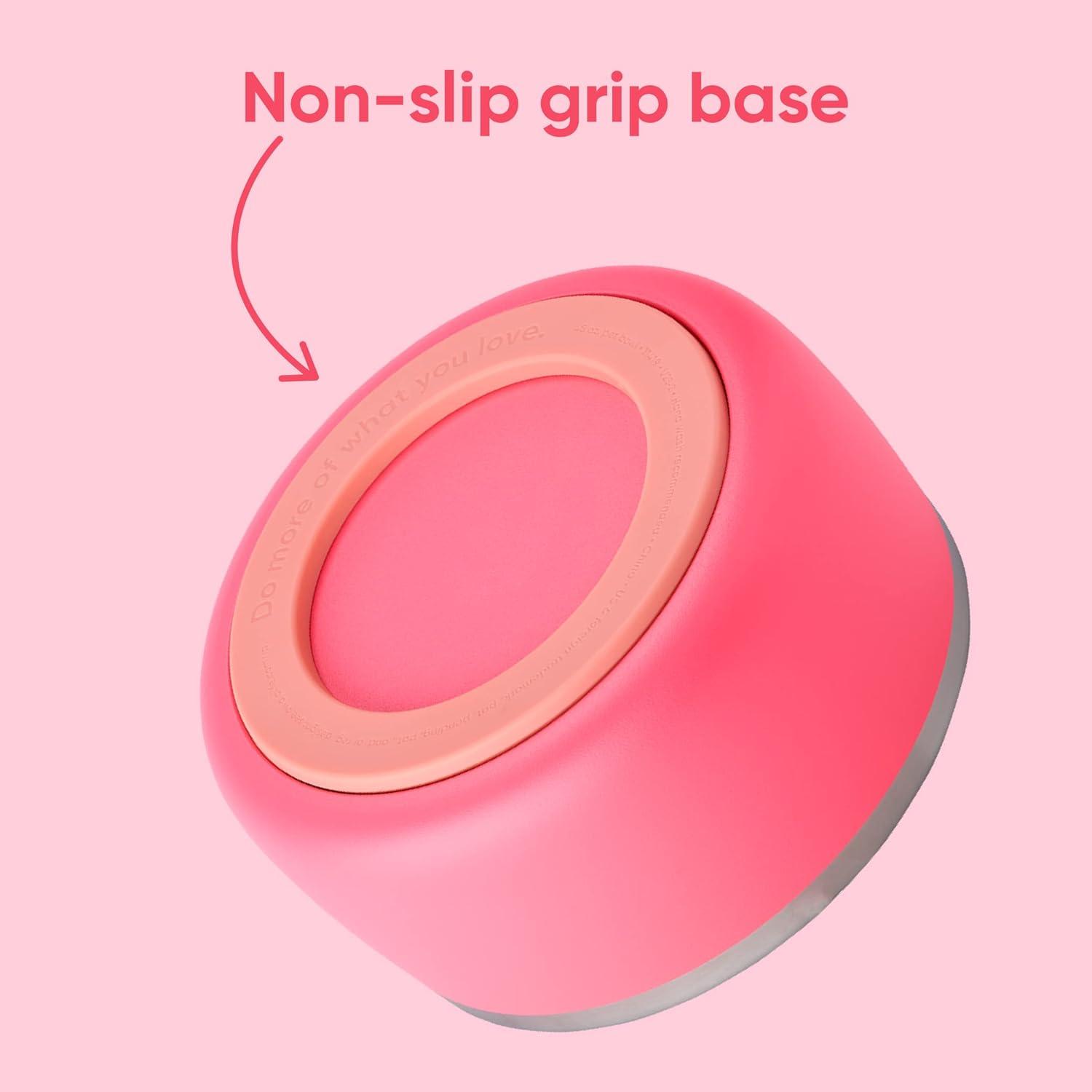 imageOwala Pet Bowl Durable Stainless Steel Food and Water Bowl for Dogs Cats and All Pets NonSlip Base 24oz White Shy MarshmallowHyper Flamingo