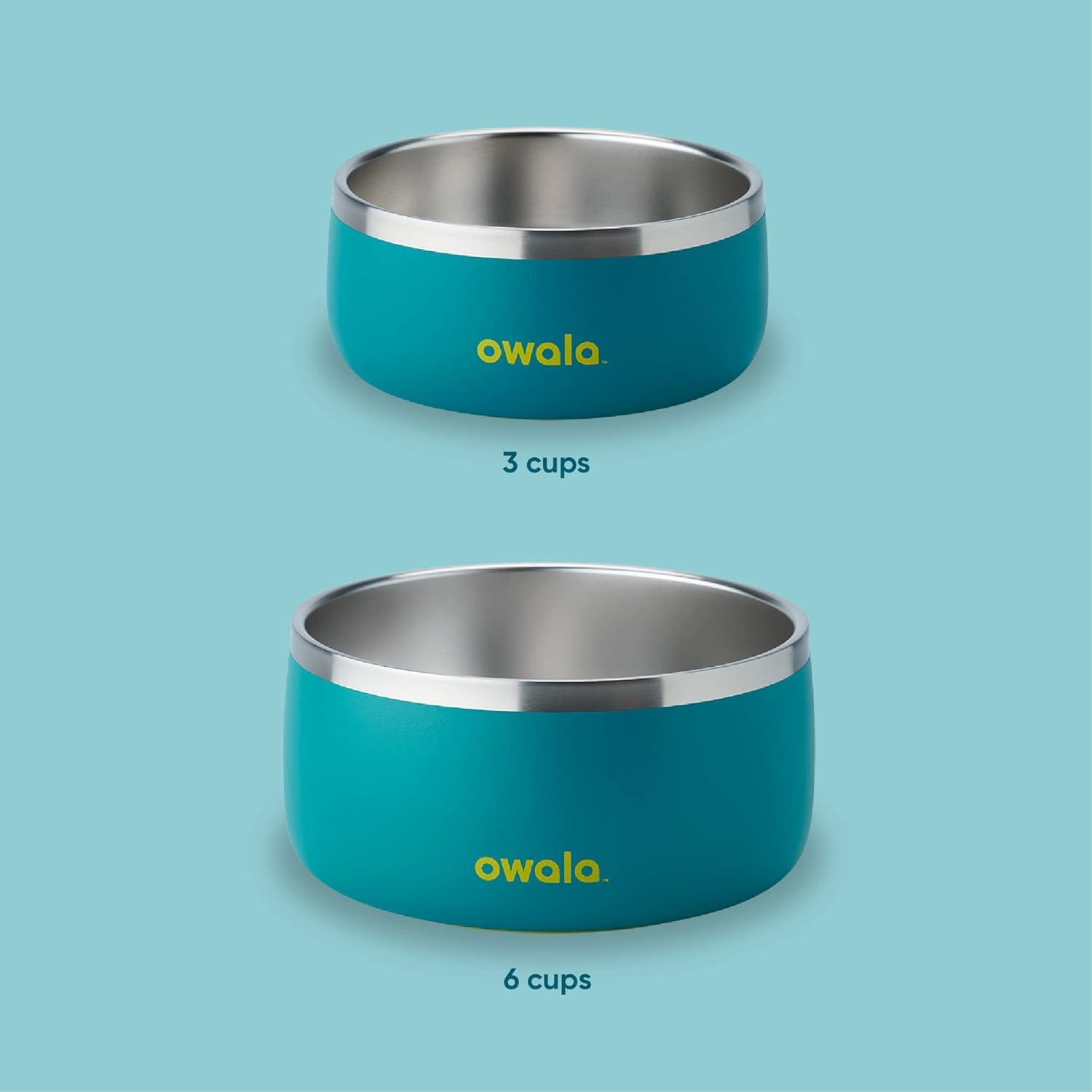 imageOwala Pet Bowl Durable Stainless Steel Food and Water Bowl for Dogs Cats and All Pets NonSlip Base 24oz White Shy MarshmallowTurquoise Caicos