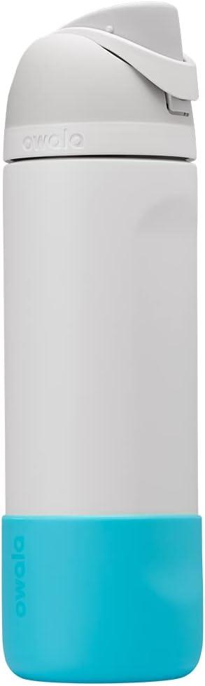 imageOwala Silicone Water Bottle Boot AntiSlip Protective Sleeve Cover for 24oz FreeSip Twist and Flip Stainless Steel Water Bottles AquaBright Blue