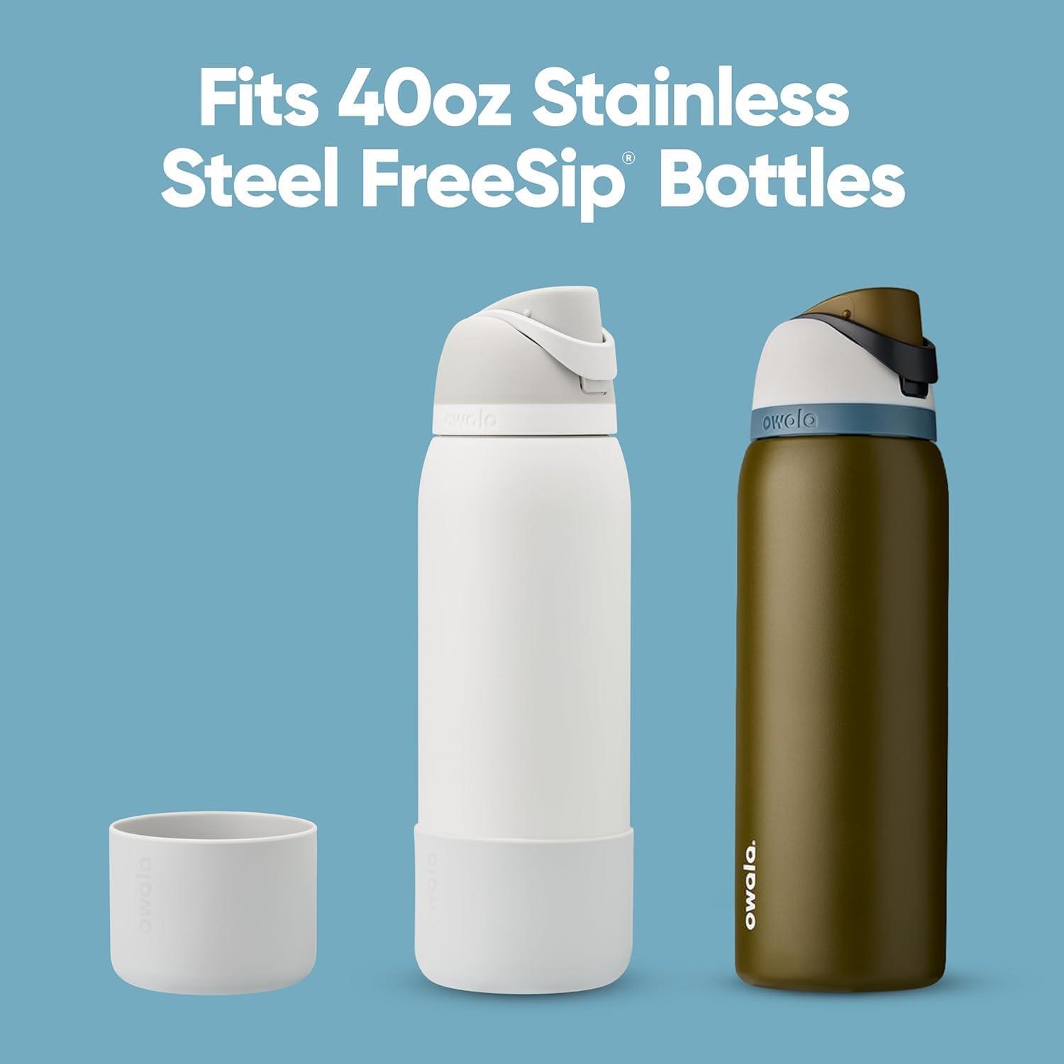 imageOwala Silicone Water Bottle Boot AntiSlip Protective Sleeve Cover for 24oz FreeSip Twist and Flip Stainless Steel Water Bottles AquaGrey