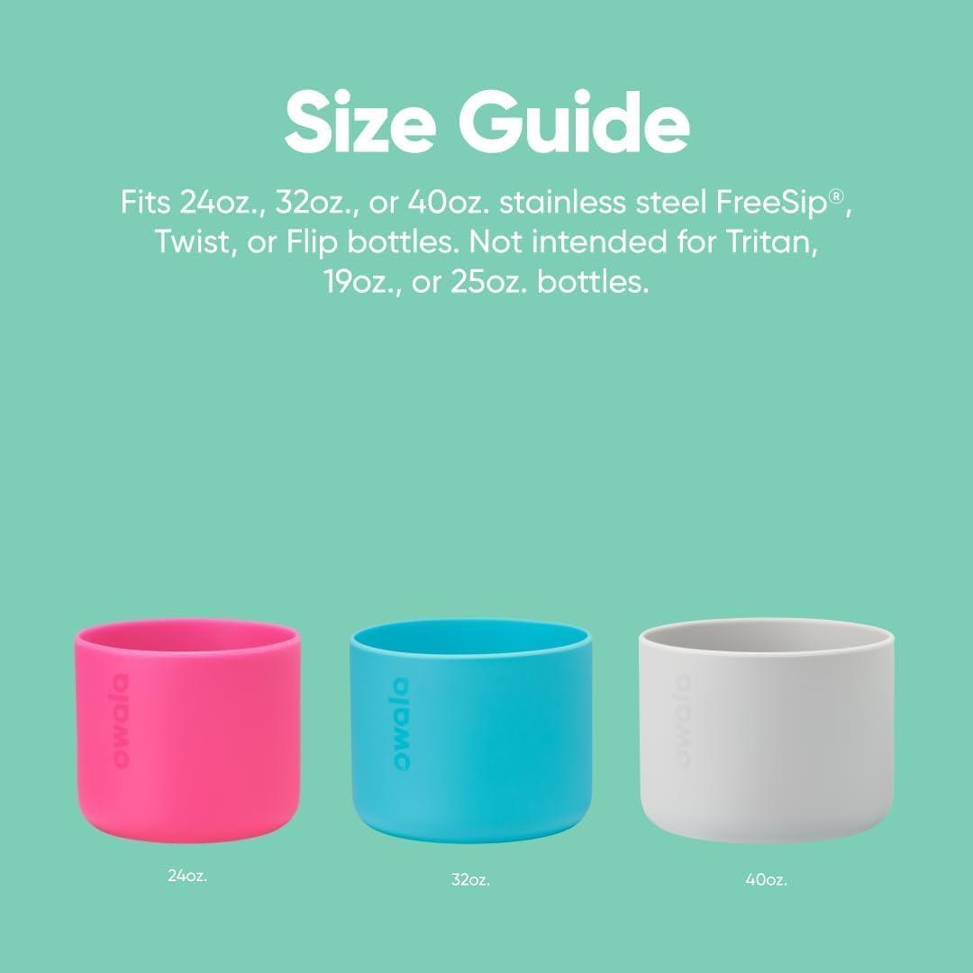 imageOwala Silicone Water Bottle Boot AntiSlip Protective Sleeve Cover for 24oz FreeSip Twist and Flip Stainless Steel Water Bottles AquaGrey