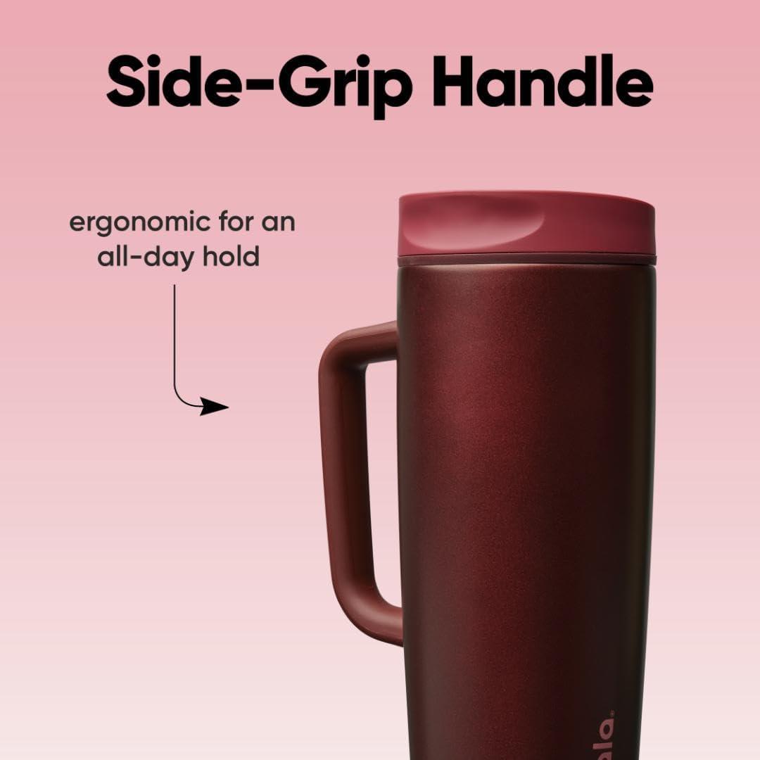 imageOwala SmoothSip Slider Stainless Steel Insulated Travel Mug 100 Leak Proof For Hot and Cold Drinks Travel Friendly with Sliding Lock Lid 24 oz BPA Free Leak Proof PinkTan DaybreakBlack Cherry