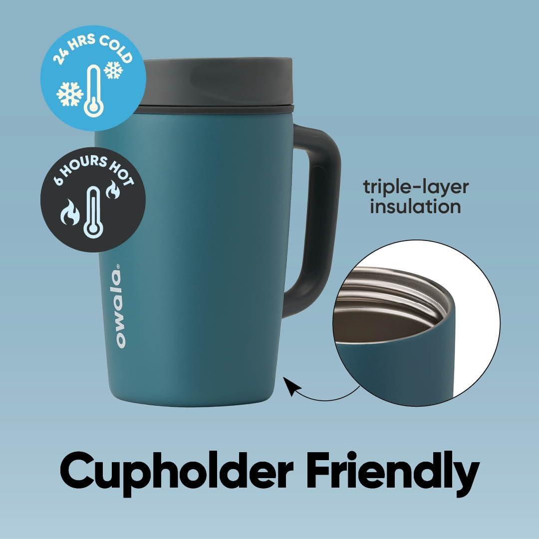 imageOwala SmoothSip Slider Stainless Steel Insulated Travel Mug 100 Leak Proof For Hot and Cold Drinks Travel Friendly with Sliding Lock Lid 24 oz BPA Free Leak Proof PinkTan DaybreakHigh Dive