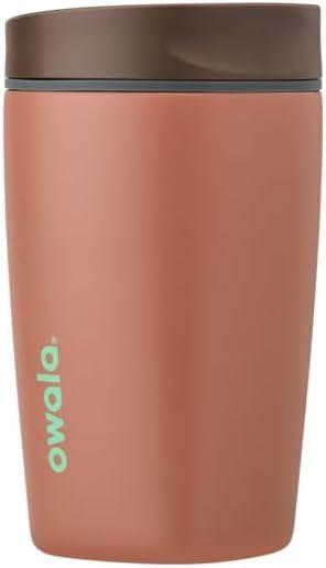 imageOwala SmoothSip Slider Stainless Steel Insulated Travel Mug 100 Leak Proof For Hot and Cold Drinks Travel Friendly with Sliding Lock Lid 24 oz BPA Free Leak Proof PinkTan DaybreakCozy Cocoa