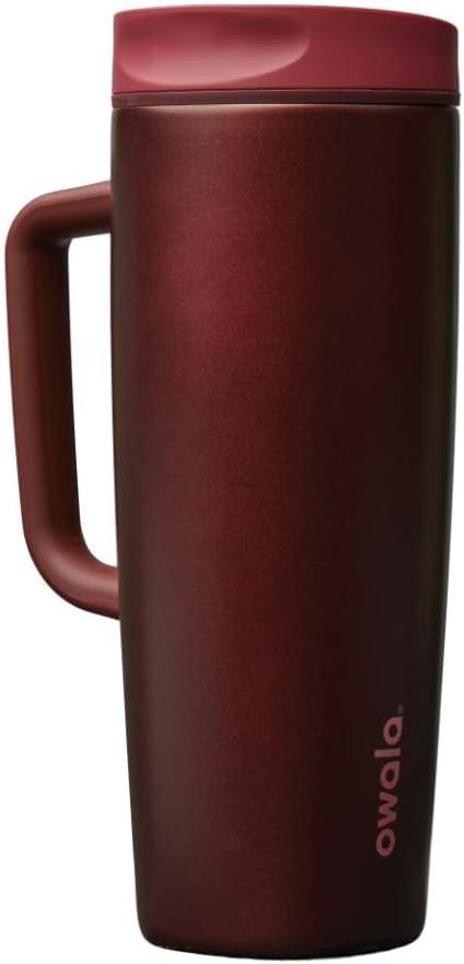 imageOwala SmoothSip Slider Stainless Steel Insulated Travel Mug 100 Leak Proof For Hot and Cold Drinks Travel Friendly with Sliding Lock Lid 24 oz BPA Free Leak Proof PinkTan DaybreakBlack Cherry