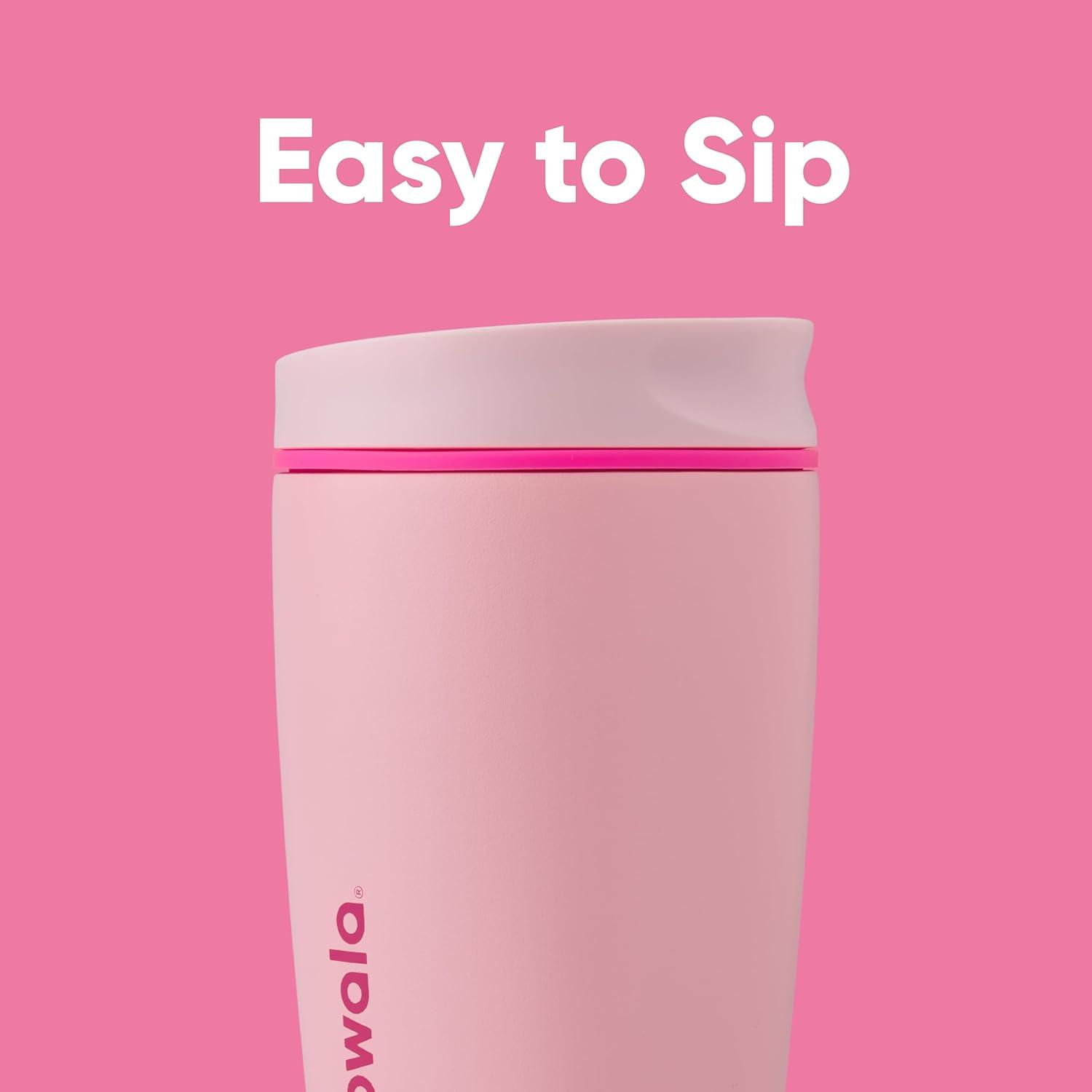 imageOwala SmoothSip Slider Stainless Steel Insulated Travel Mug 100 Leak Proof For Hot and Cold Drinks Travel Friendly with Sliding Lock Lid 24 oz BPA Free Leak Proof PinkTan DaybreakPucker Up
