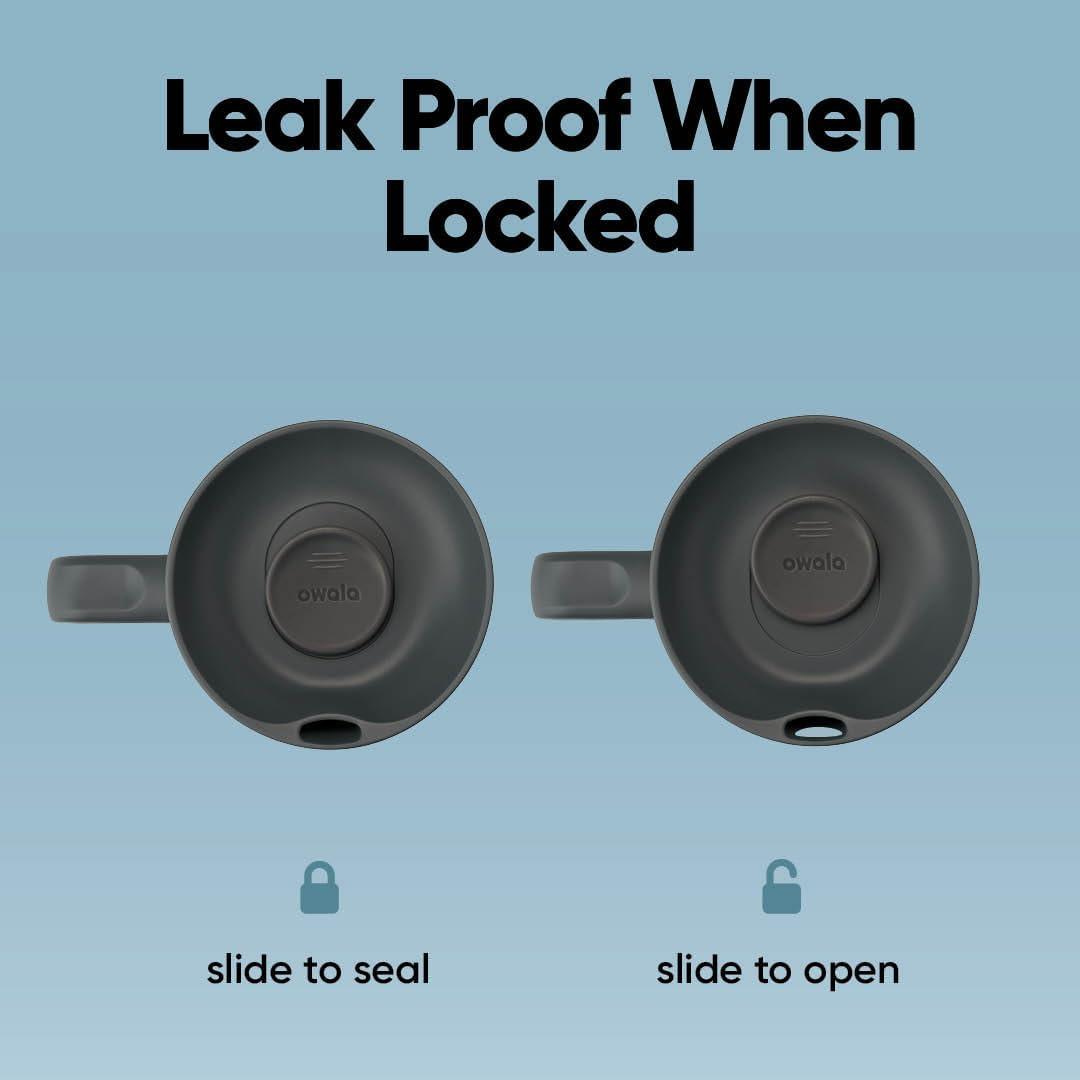 imageOwala SmoothSip Slider Stainless Steel Insulated Travel Mug 100 Leak Proof For Hot and Cold Drinks Travel Friendly with Sliding Lock Lid 24 oz BPA Free Leak Proof PinkTan DaybreakHigh Dive