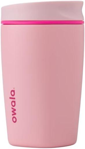 imageOwala SmoothSip Slider Stainless Steel Insulated Travel Mug 100 Leak Proof For Hot and Cold Drinks Travel Friendly with Sliding Lock Lid 24 oz BPA Free Leak Proof PinkTan DaybreakPucker Up
