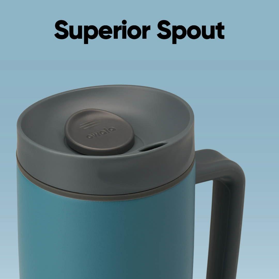 imageOwala SmoothSip Slider Stainless Steel Insulated Travel Mug 100 Leak Proof For Hot and Cold Drinks Travel Friendly with Sliding Lock Lid 24 oz BPA Free Leak Proof PinkTan DaybreakHigh Dive