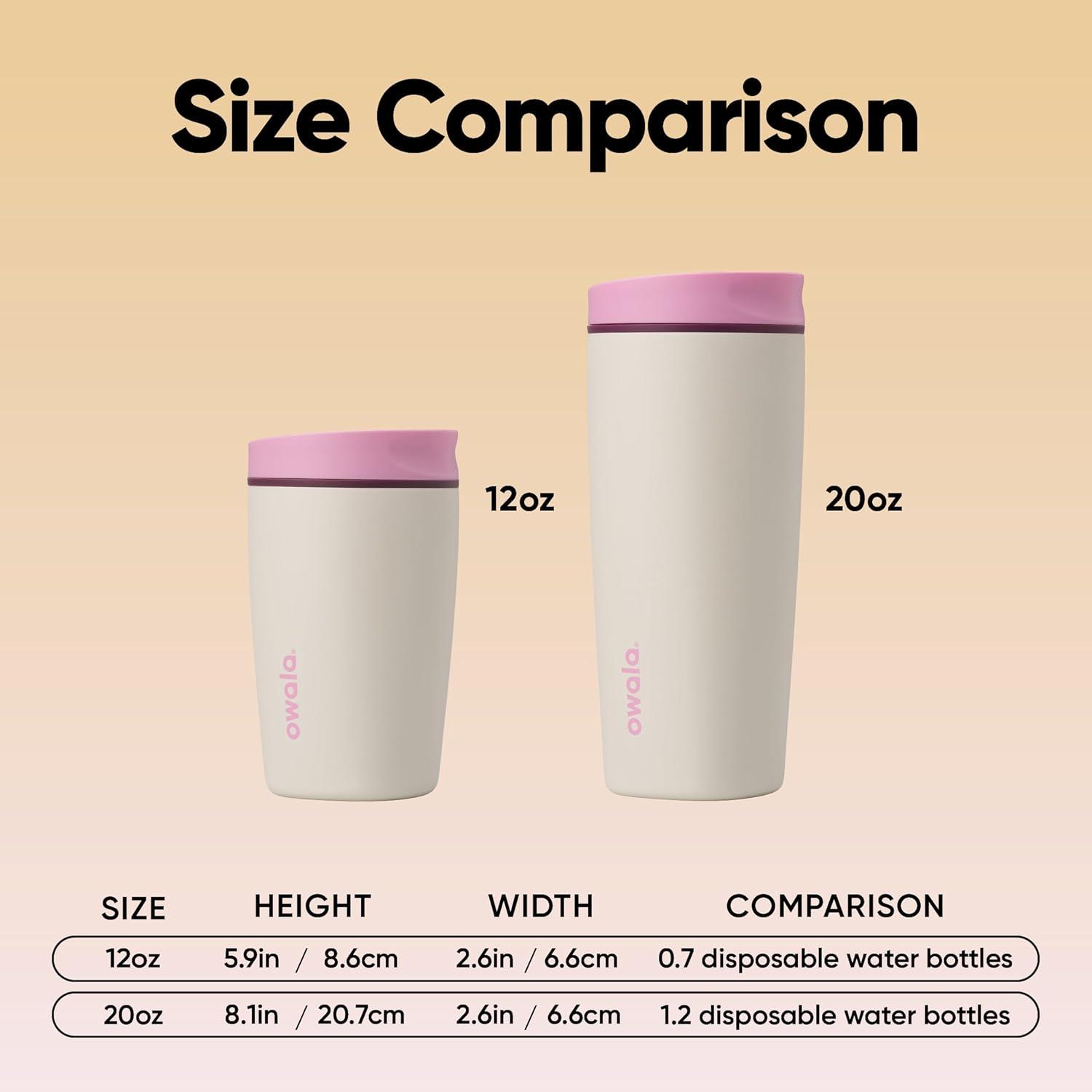 imageOwala SmoothSip Slider Stainless Steel Insulated Travel Mug 100 Leak Proof For Hot and Cold Drinks Travel Friendly with Sliding Lock Lid 24 oz BPA Free Leak Proof PinkTan DaybreakDaybreak