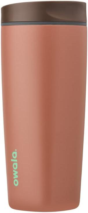imageOwala SmoothSip Slider Stainless Steel Insulated Travel Mug 100 Leak Proof For Hot and Cold Drinks Travel Friendly with Sliding Lock Lid 24 oz BPA Free Leak Proof PinkTan DaybreakCozy Cocoa