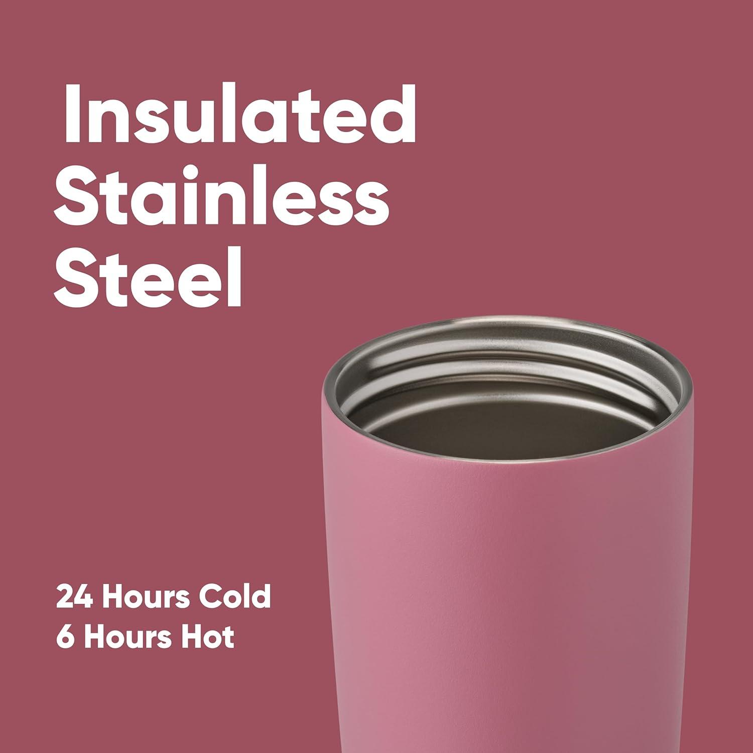 imageOwala SmoothSip Slider Stainless Steel Insulated Travel Mug 100 Leak Proof For Hot and Cold Drinks Travel Friendly with Sliding Lock Lid 24 oz BPA Free Leak Proof PinkTan DaybreakCrochet Queen