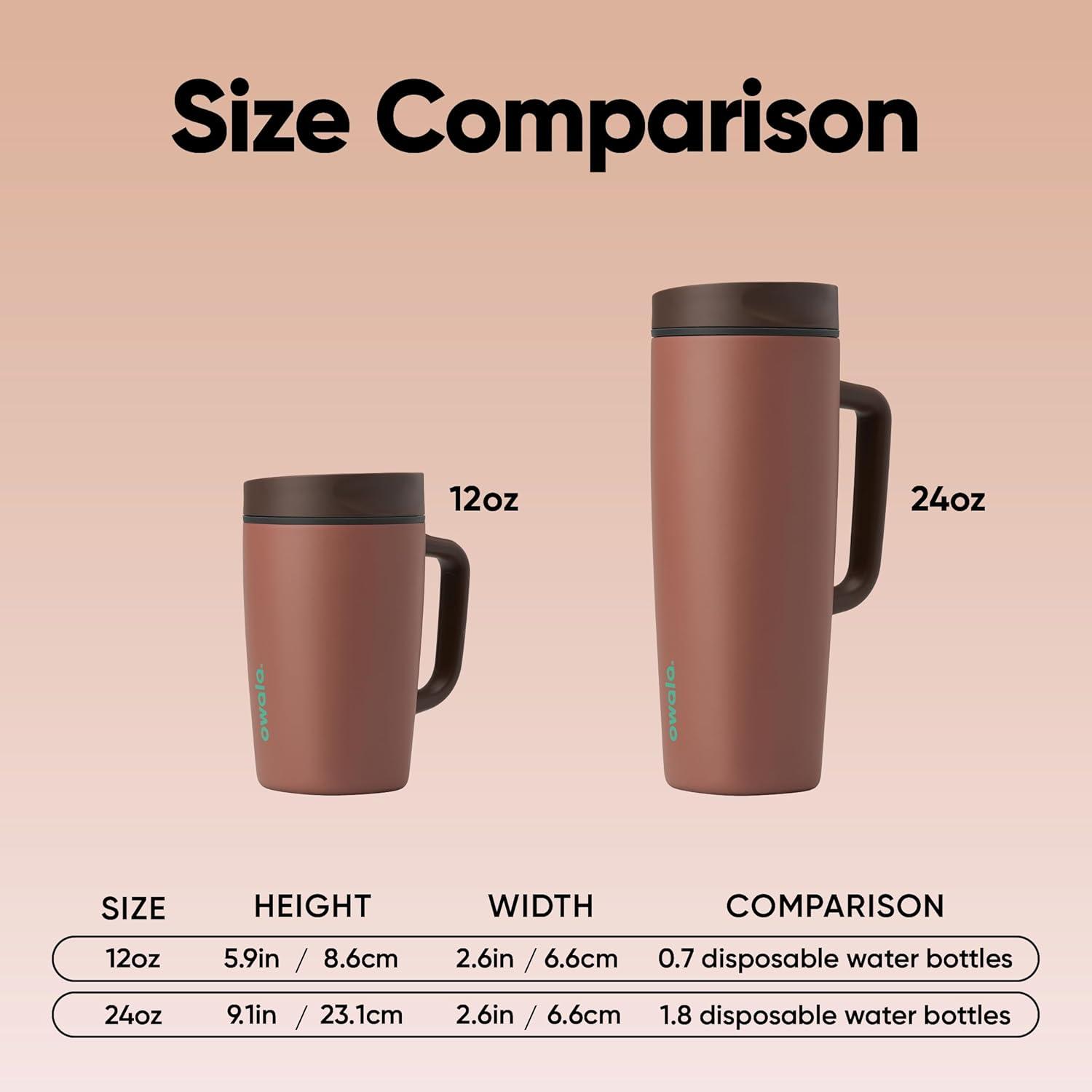 imageOwala SmoothSip Slider Stainless Steel Insulated Travel Mug 100 Leak Proof For Hot and Cold Drinks Travel Friendly with Sliding Lock Lid 24 oz BPA Free Leak Proof PinkTan DaybreakCozy Cocoa