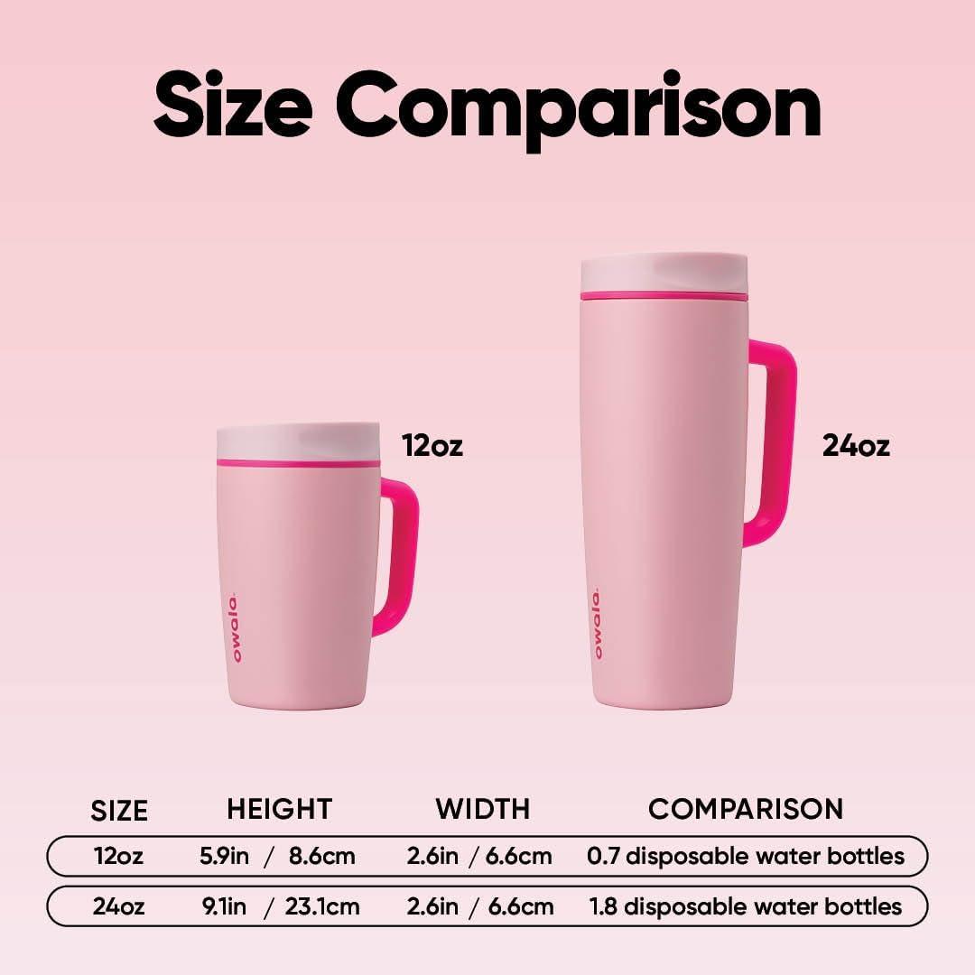 imageOwala SmoothSip Slider Stainless Steel Insulated Travel Mug 100 Leak Proof For Hot and Cold Drinks Travel Friendly with Sliding Lock Lid 24 oz BPA Free Leak Proof PinkTan DaybreakPucker Up