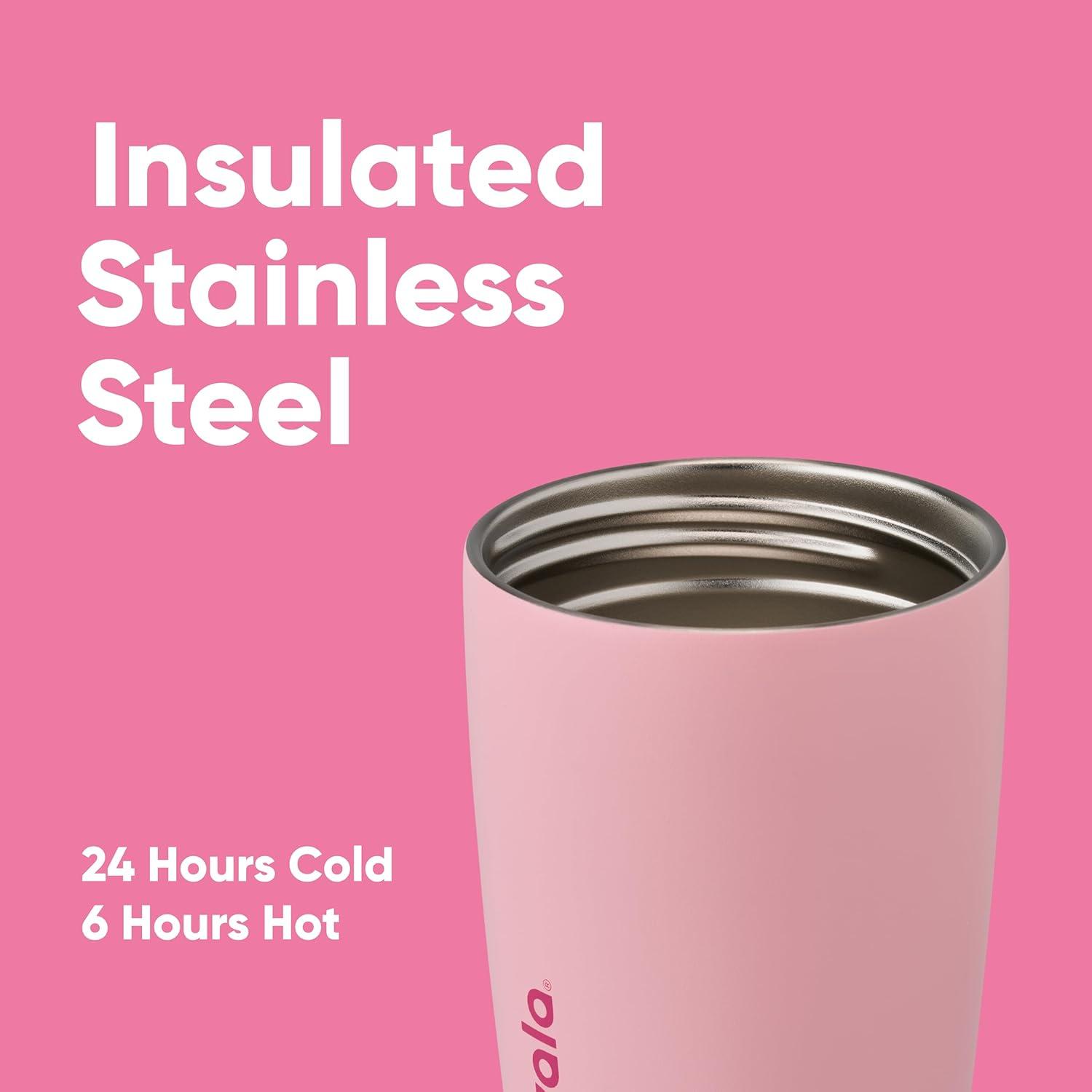 imageOwala SmoothSip Slider Stainless Steel Insulated Travel Mug 100 Leak Proof For Hot and Cold Drinks Travel Friendly with Sliding Lock Lid 24 oz BPA Free Leak Proof PinkTan DaybreakPucker Up