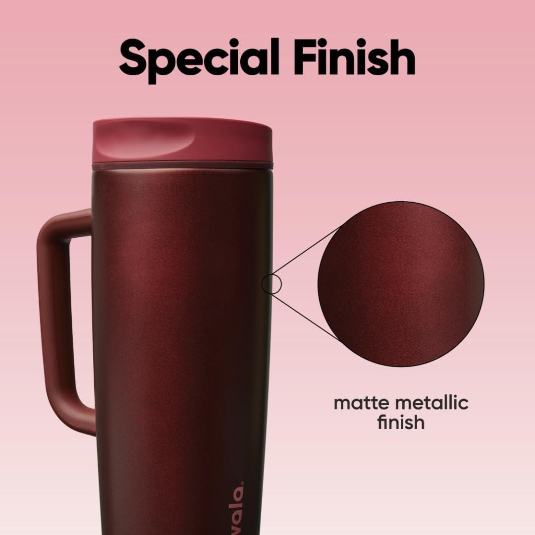 imageOwala SmoothSip Slider Stainless Steel Insulated Travel Mug 100 Leak Proof For Hot and Cold Drinks Travel Friendly with Sliding Lock Lid 24 oz BPA Free Leak Proof PinkTan DaybreakBlack Cherry