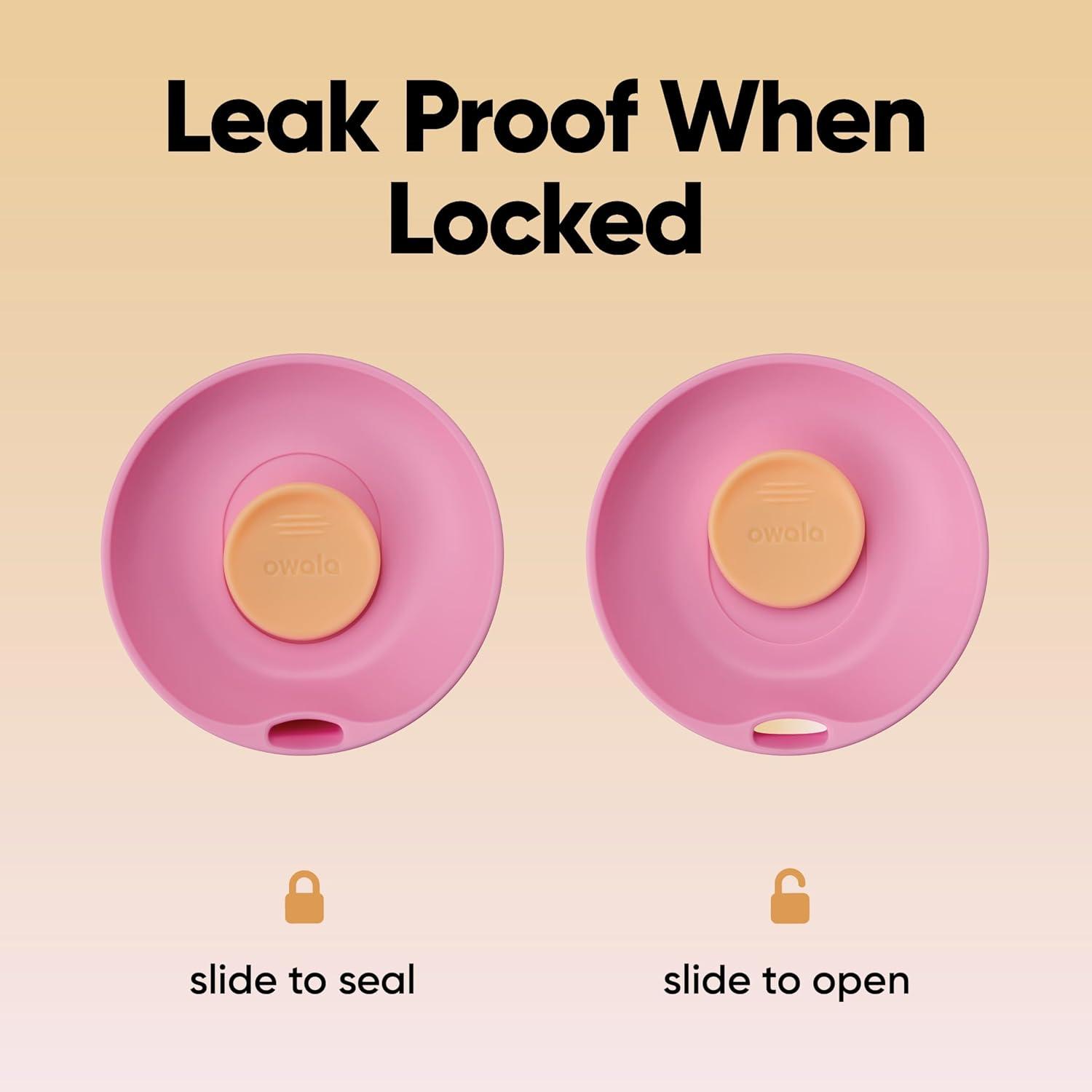 imageOwala SmoothSip Slider Stainless Steel Insulated Travel Mug 100 Leak Proof For Hot and Cold Drinks Travel Friendly with Sliding Lock Lid 24 oz BPA Free Leak Proof PinkTan DaybreakDaybreak