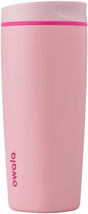 imageOwala SmoothSip Slider Stainless Steel Insulated Travel Mug 100 Leak Proof For Hot and Cold Drinks Travel Friendly with Sliding Lock Lid 24 oz BPA Free Leak Proof PinkTan DaybreakPucker Up