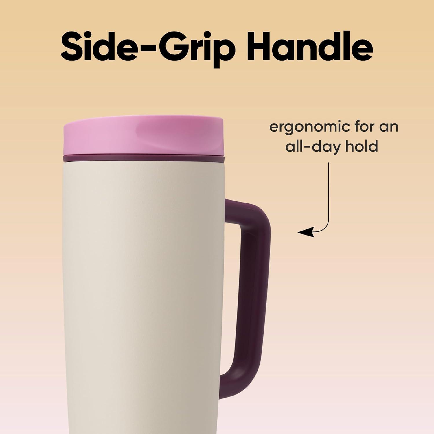 imageOwala SmoothSip Slider Stainless Steel Insulated Travel Mug 100 Leak Proof For Hot and Cold Drinks Travel Friendly with Sliding Lock Lid 24 oz BPA Free Leak Proof PinkTan DaybreakDaybreak