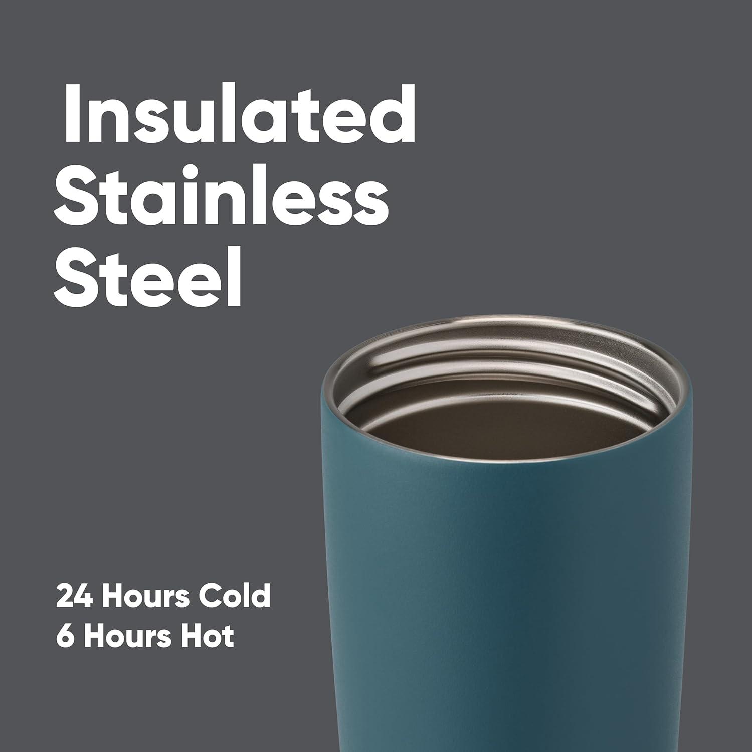 imageOwala SmoothSip Slider Stainless Steel Insulated Travel Mug 100 Leak Proof For Hot and Cold Drinks Travel Friendly with Sliding Lock Lid 24 oz BPA Free Leak Proof PinkTan DaybreakHigh Dive