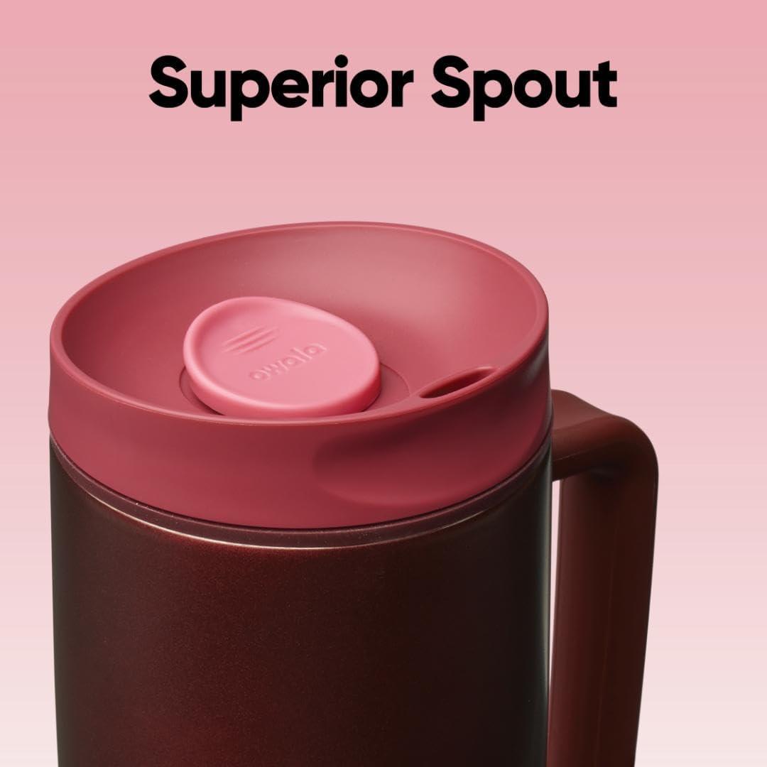 imageOwala SmoothSip Slider Stainless Steel Insulated Travel Mug 100 Leak Proof For Hot and Cold Drinks Travel Friendly with Sliding Lock Lid 24 oz BPA Free Leak Proof PinkTan DaybreakBlack Cherry