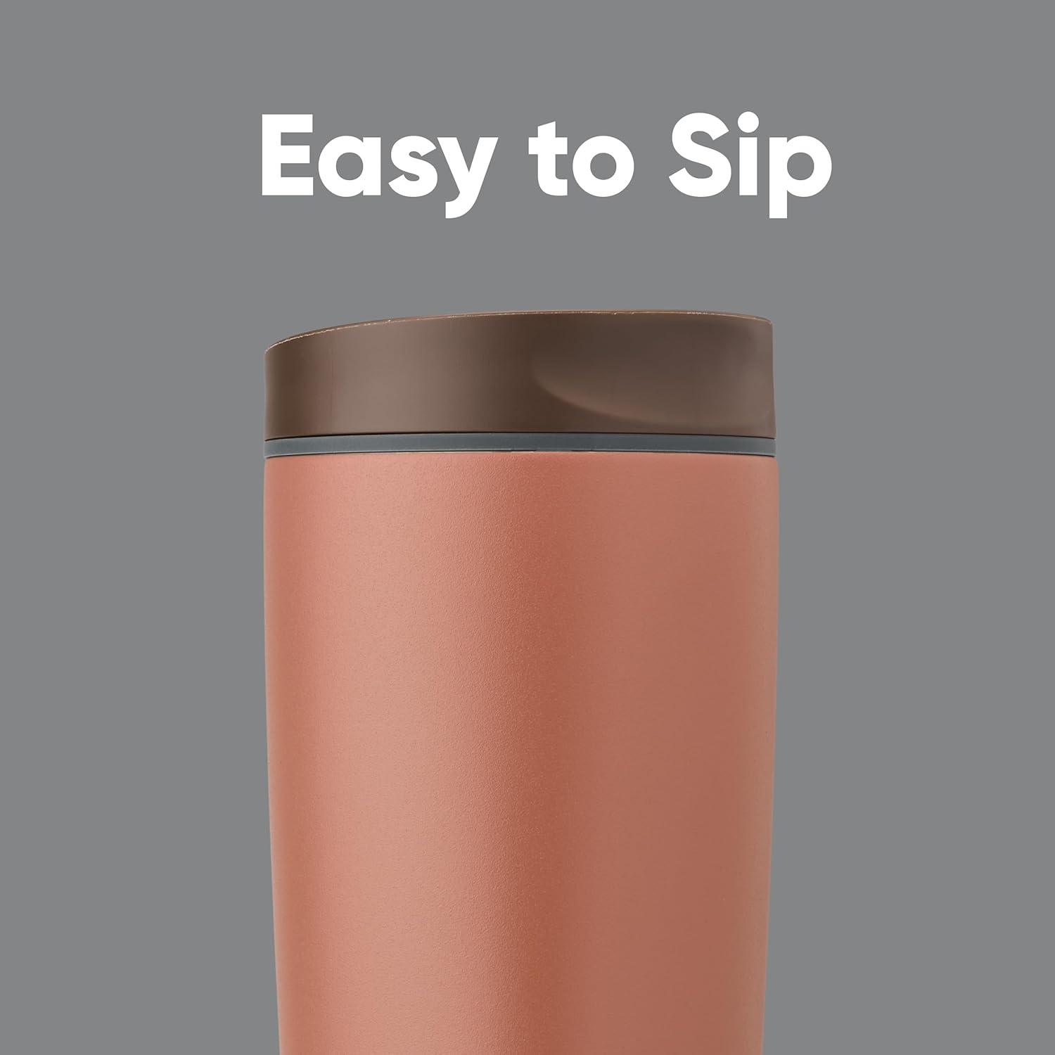 imageOwala SmoothSip Slider Stainless Steel Insulated Travel Mug 100 Leak Proof For Hot and Cold Drinks Travel Friendly with Sliding Lock Lid 24 oz BPA Free Leak Proof PinkTan DaybreakCozy Cocoa