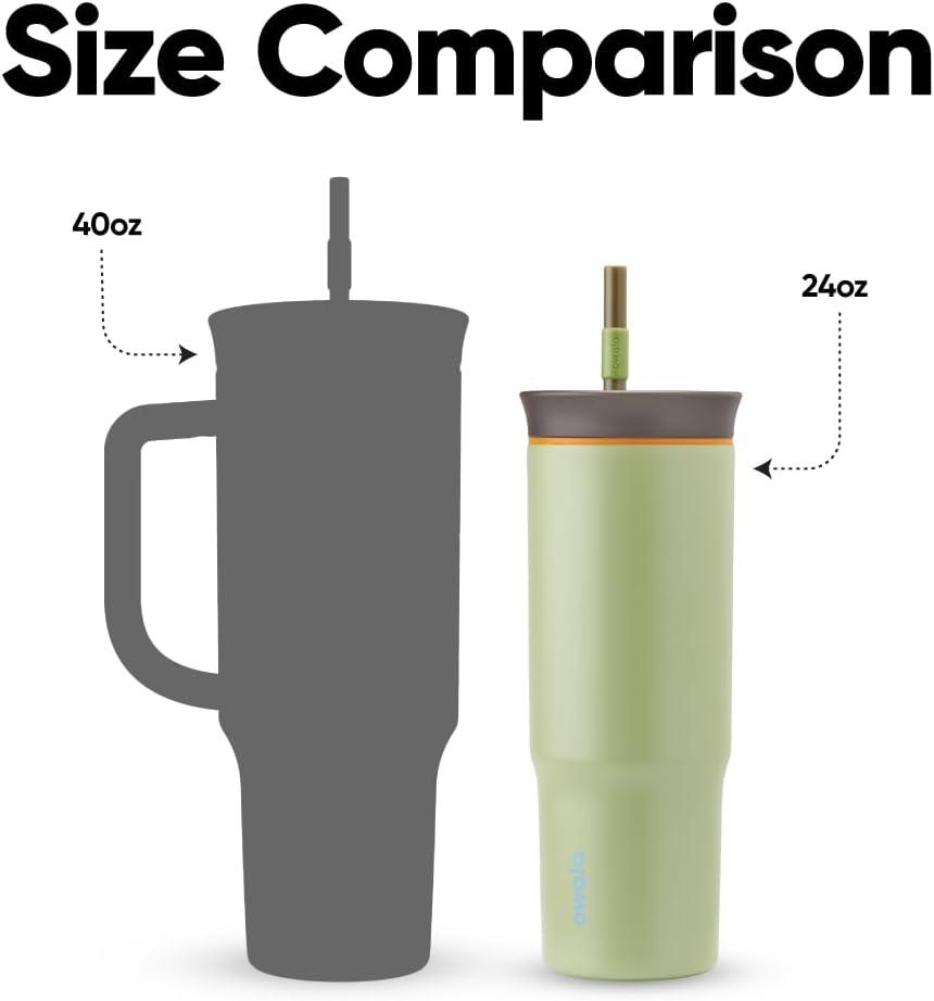 imageOwala Stainless Steel Triple Layer Insulated Travel Tumbler with Spill Resistant Lid Straw and Carry Handle BPA Free 40 oz Gray Foggy TideBrave Adventures