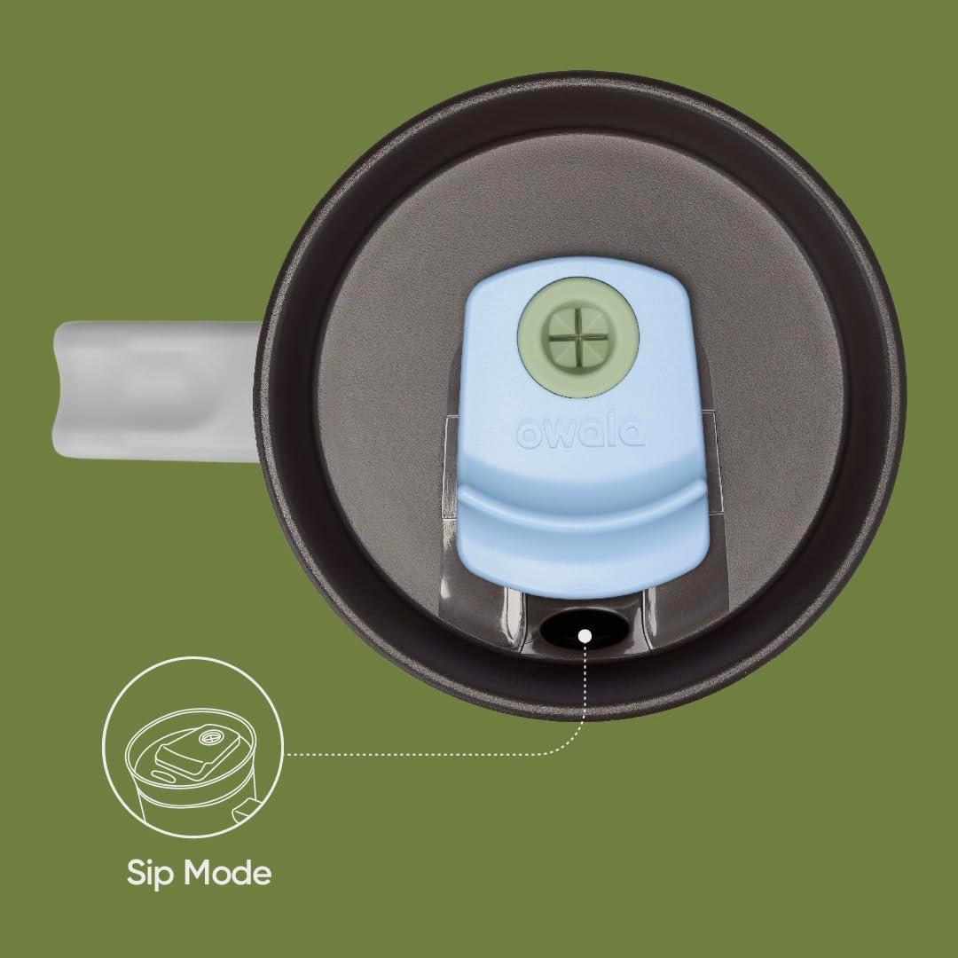 imageOwala Stainless Steel Triple Layer Insulated Travel Tumbler with Spill Resistant Lid Straw and Carry Handle BPA Free 40 oz Gray Foggy TideBrave Adventures