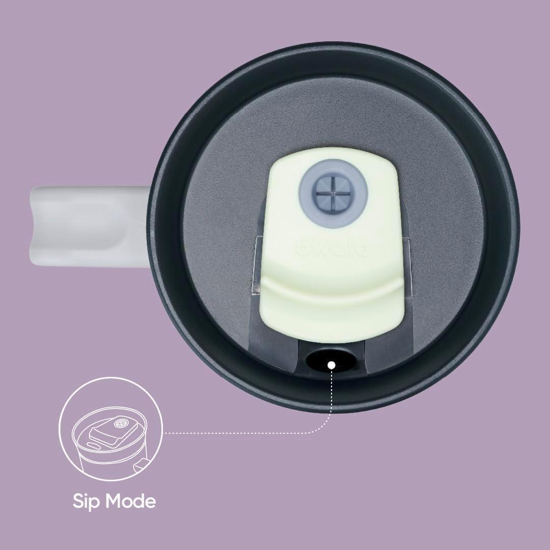 imageOwala Stainless Steel Triple Layer Insulated Travel Tumbler with Spill Resistant Lid Straw and Carry Handle BPA Free 40 oz Gray Foggy TideBunny Hop