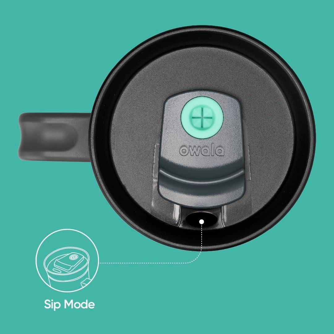 imageOwala Stainless Steel Triple Layer Insulated Travel Tumbler with Spill Resistant Lid Straw and Carry Handle BPA Free 40 oz Gray Foggy TideFoggy Tide