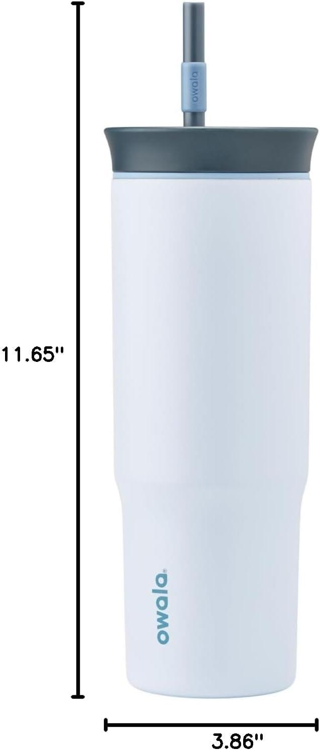 imageOwala Stainless Steel Triple Layer Insulated Travel Tumbler with Spill Resistant Lid Straw and Carry Handle BPA Free 40 oz Gray Foggy TideThe Great Blue