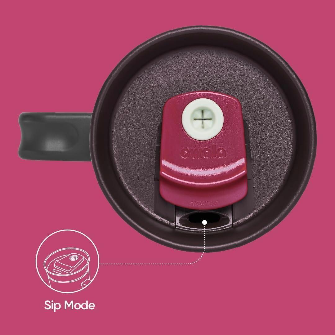 imageOwala Stainless Steel Triple Layer Insulated Travel Tumbler with Spill Resistant Lid Straw and Carry Handle BPA Free 40 oz Gray Foggy TideWatermelon Breeze