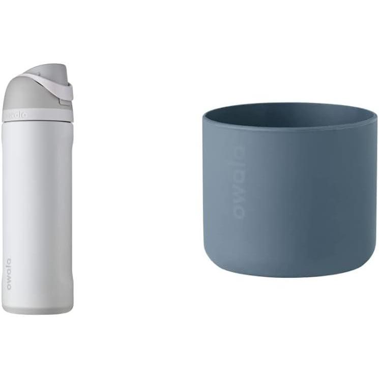 imageOwala FreeSip Insulated Stainless Steel Water Bottle 24Ounce Shy Marshmallow ampamp Silicone Water Bottle Boot AntiSlip Protective Sleeve Cover for 24oz FreeSip Twist BlueShy Marshmallow