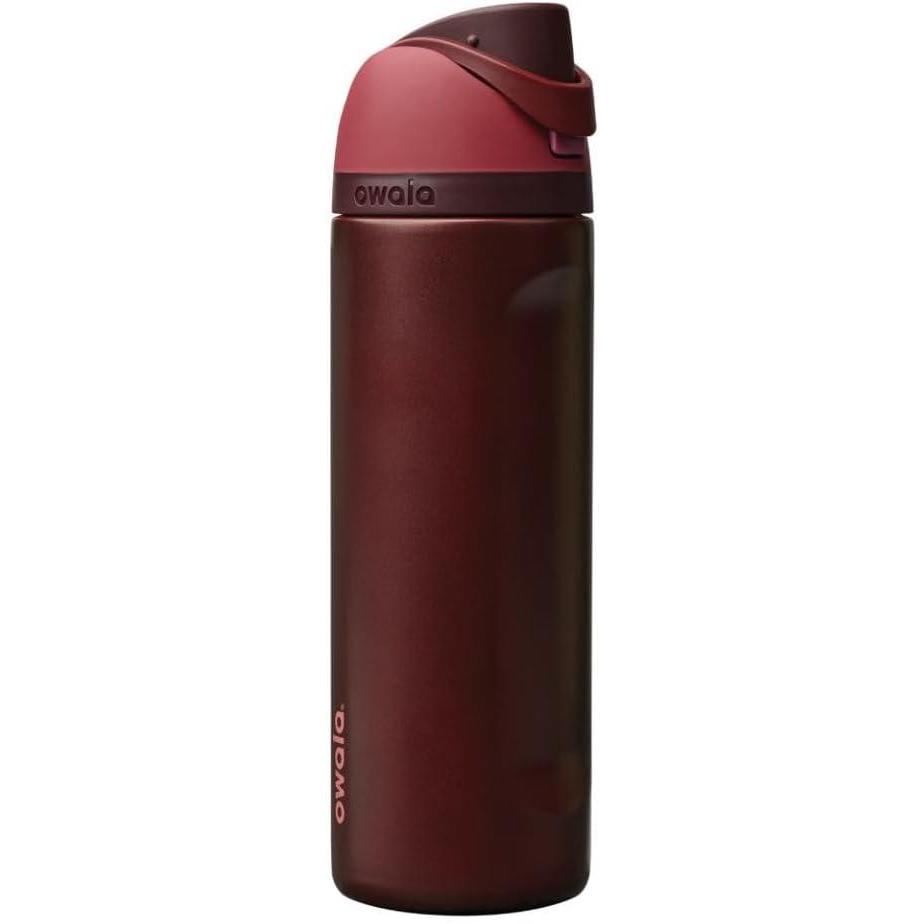 imageOwala FreeSip Insulated Stainless Steel Water Bottle with Straw BPAFree Sports Water Bottle Great for Travel 32 Oz Black CherryBlack Cherry