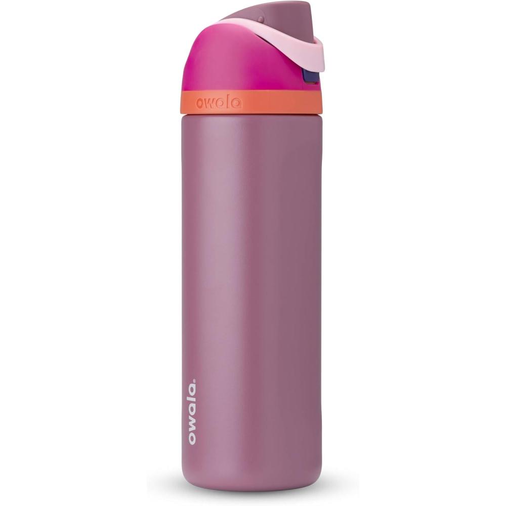 imageOwala FreeSip Insulated Stainless Steel Water Bottle with Straw BPAFree Sports Water Bottle Great for Travel 32 Oz Black CherryCrown Jewel