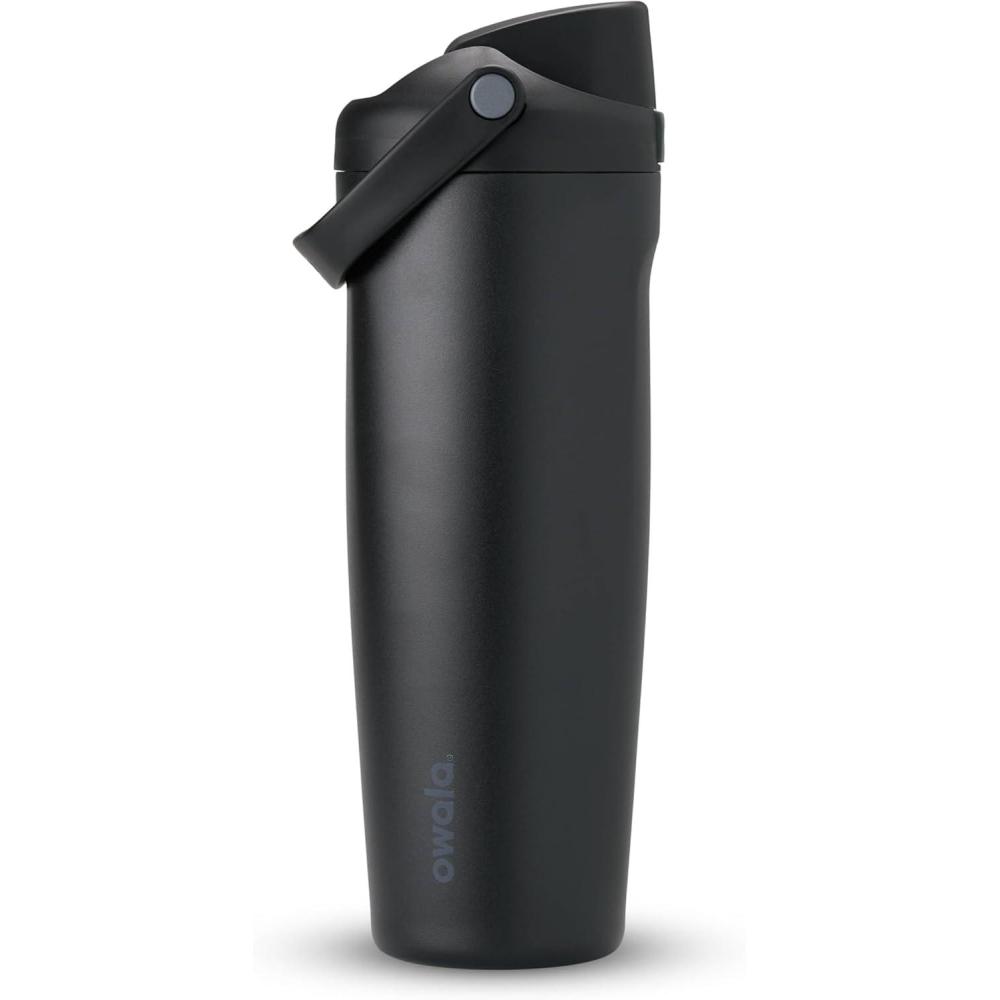 imageOwala FreeSip Sway Insulated Stainless Steel Water Bottle with TwoWay Spout BuiltIn Straw and Bucket Handle Made for Travel School and Sports 40oz BPA Free Leak Proof Foggy TideVery Very Dark