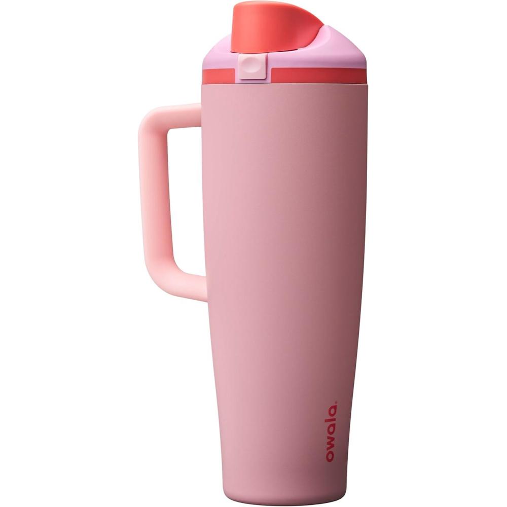 imageOwala FreeSip Tumbler Insulated Stainless Steel Water Bottle with Builtin Straw and Side Handle For Travel Work School and Sports 40oz BPA Free Leak Proof Foggy TideAngel Food Cake