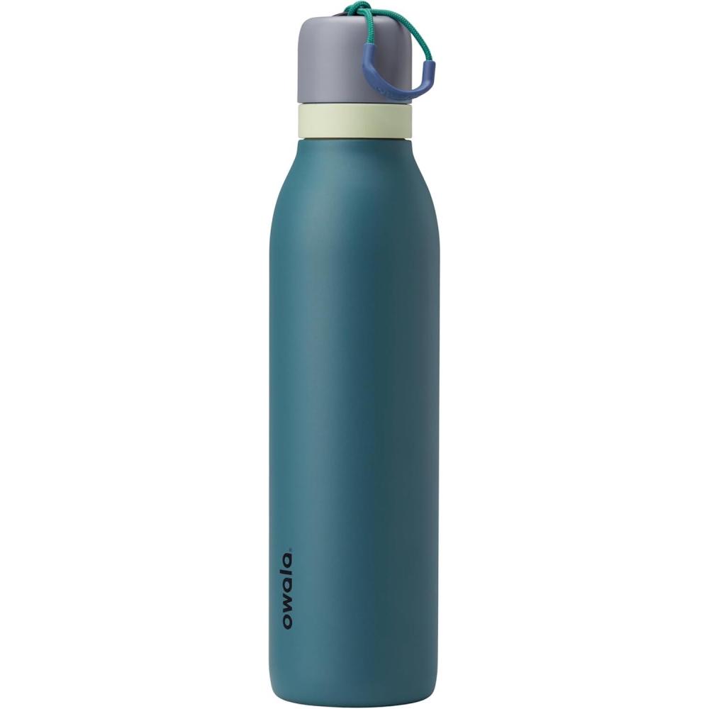 imageOwala FreeSip Twist Insulated Stainless Steel Water Bottle with Straw for Sports and Travel BPAFree 24oz DenimDenim