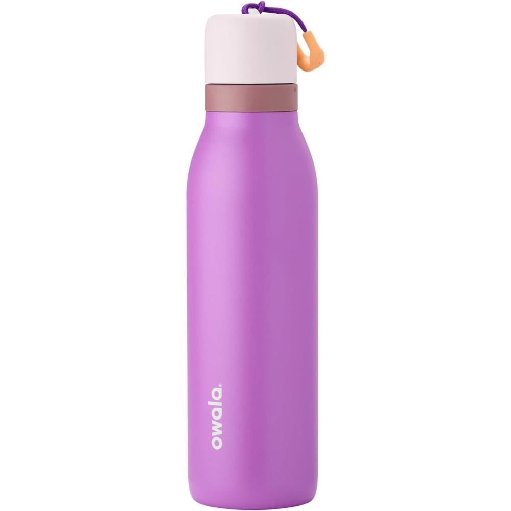 imageOwala FreeSip Twist Insulated Stainless Steel Water Bottle with Straw for Sports and Travel BPAFree 24oz In BloomCalifornia Grapevine