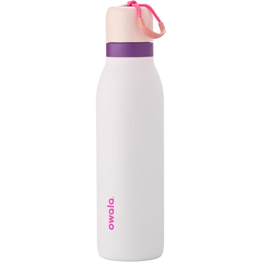 imageOwala FreeSip Twist Insulated Stainless Steel Water Bottle with Straw for Sports and Travel BPAFree 24oz In BloomDreamy Field