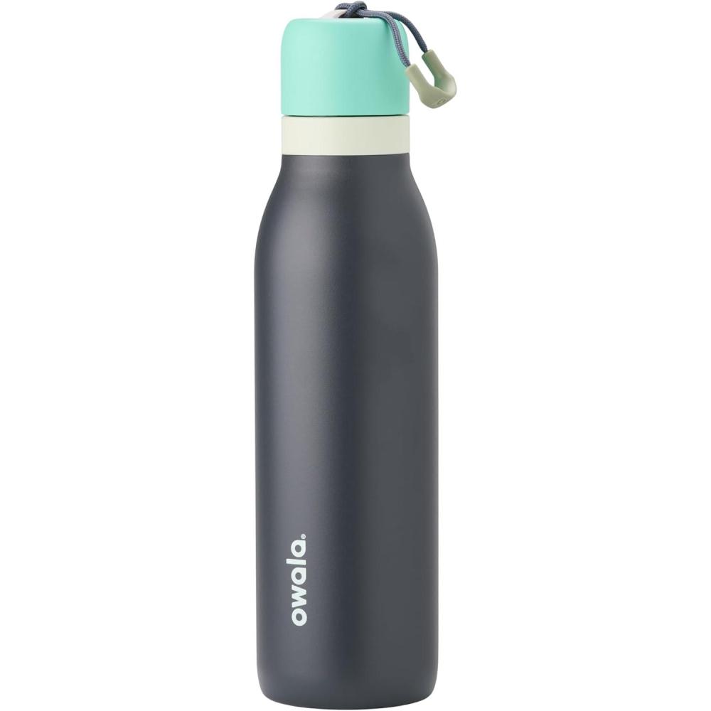 imageOwala FreeSip Twist Insulated Stainless Steel Water Bottle with Straw for Sports and Travel BPAFree 24oz In BloomFoggy Tide