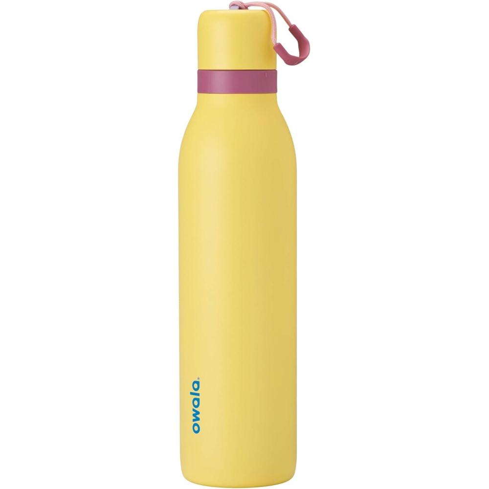 imageOwala FreeSip Twist Insulated Stainless Steel Water Bottle with Straw for Sports and Travel BPAFree 24oz In BloomHigh Noon