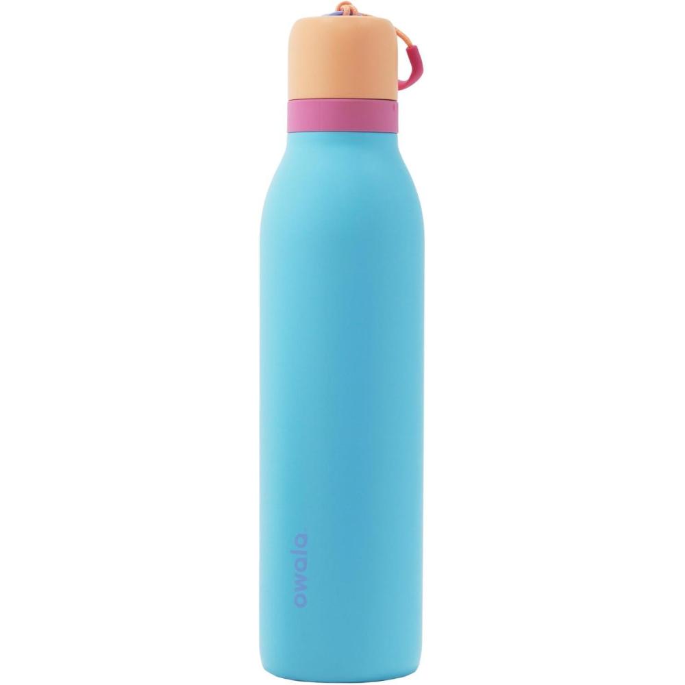 imageOwala FreeSip Twist Insulated Stainless Steel Water Bottle with Straw for Sports and Travel BPAFree 24oz In BloomIn Bloom