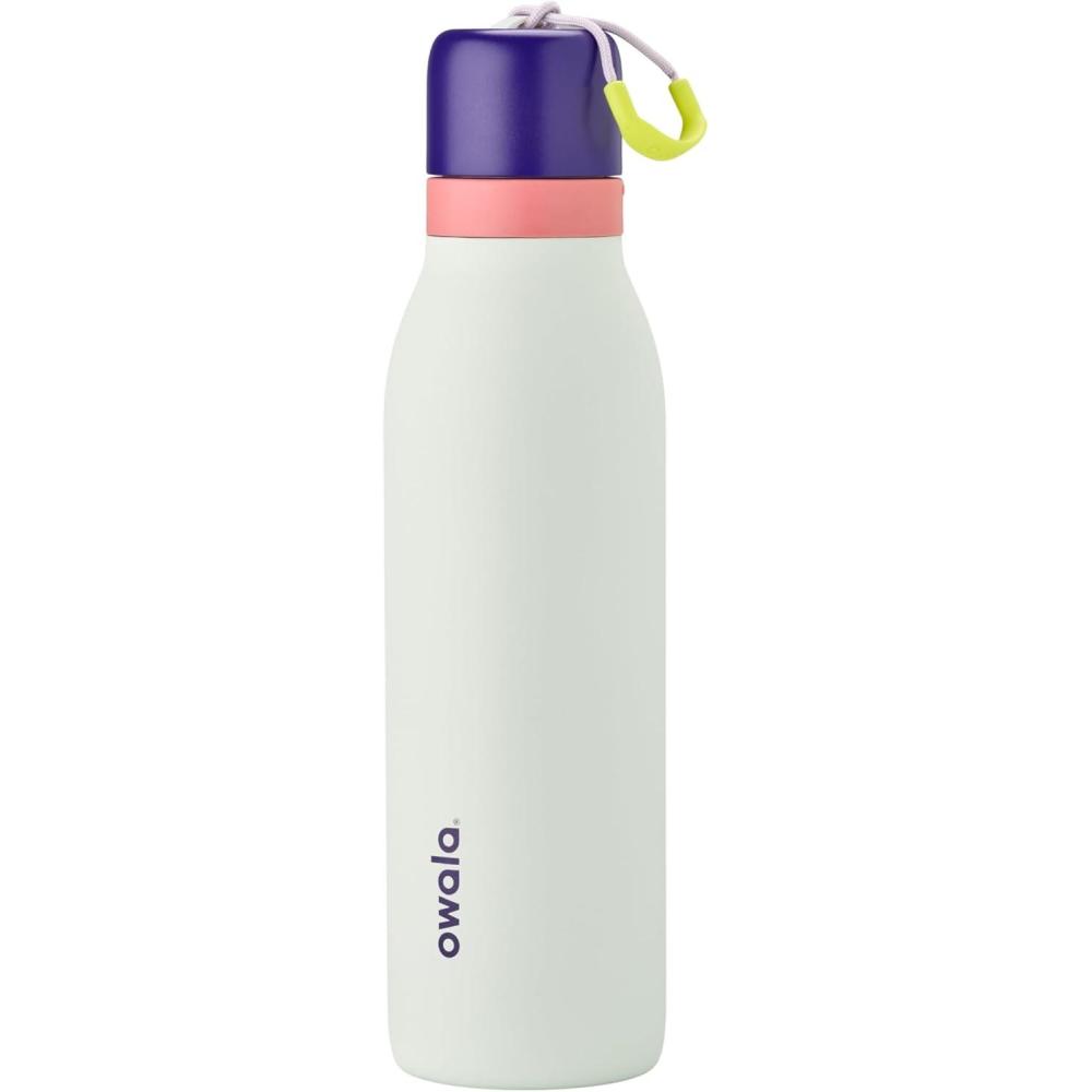 imageOwala FreeSip Twist Insulated Stainless Steel Water Bottle with Straw for Sports and Travel BPAFree 24oz In BloomMisty Horizons