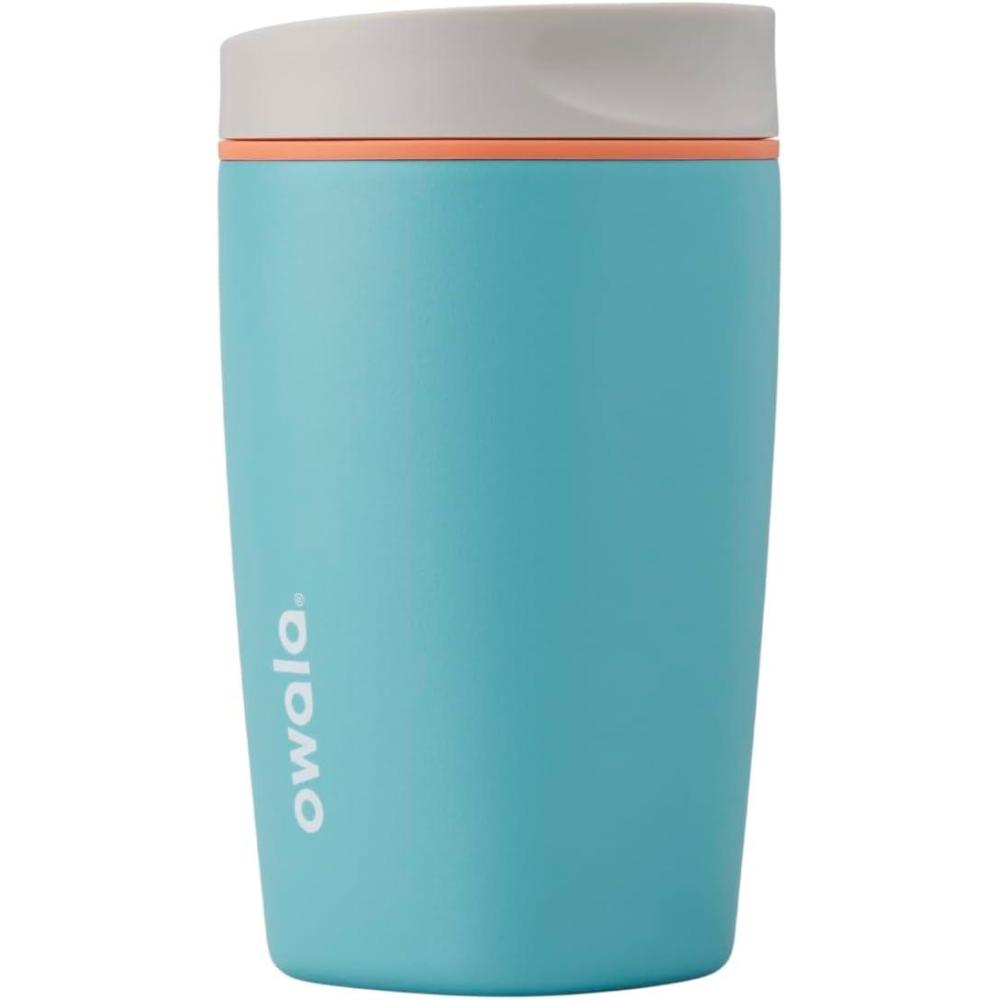 imageOwala SmoothSip Slider Stainless Steel Insulated Travel Mug 100 Leak Proof For Hot and Cold Drinks Travel Friendly with Sliding Lock Lid 24 oz BPA Free Leak Proof PinkTan DaybreakBeachy Breeze